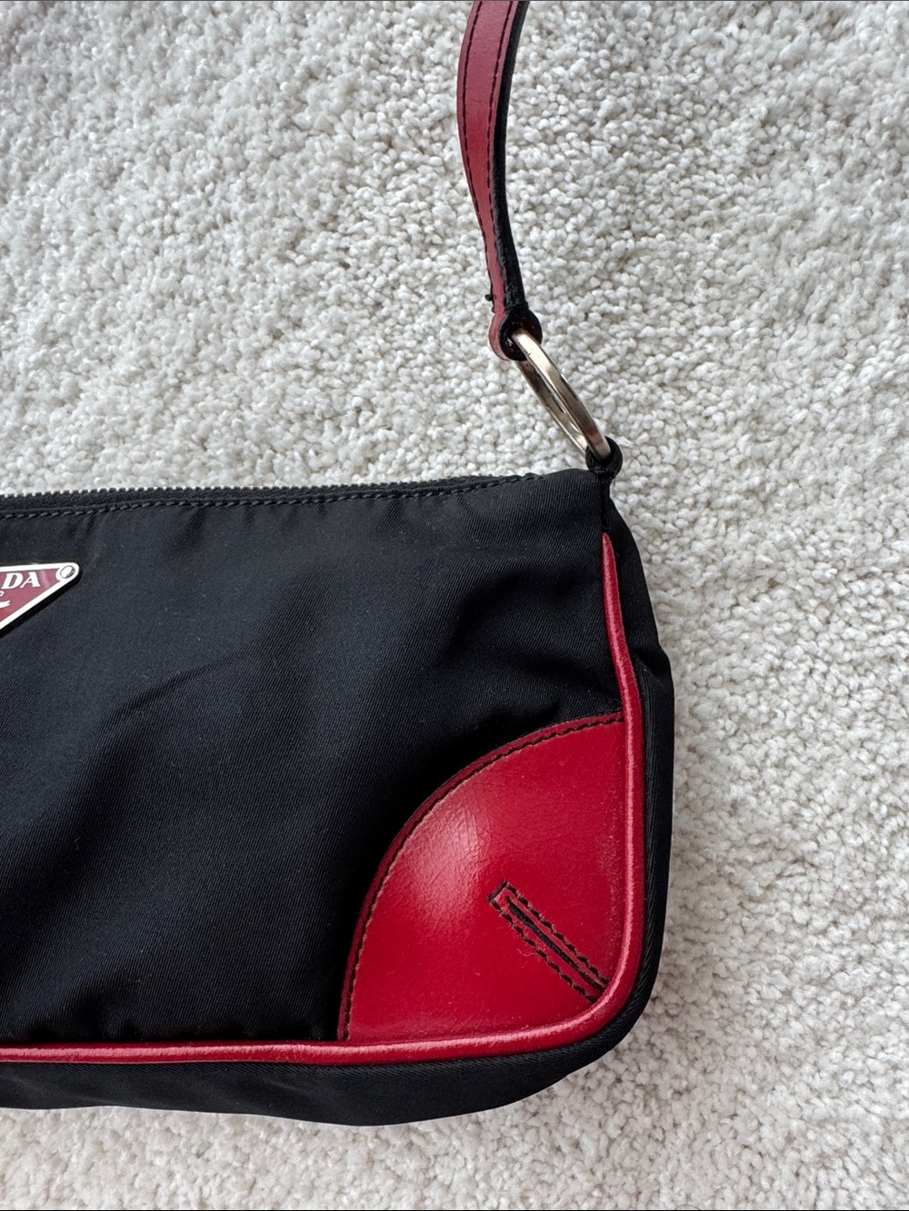 Prada Black and Red Leather-Trim Shoulder Bag - Picture 5 of 15